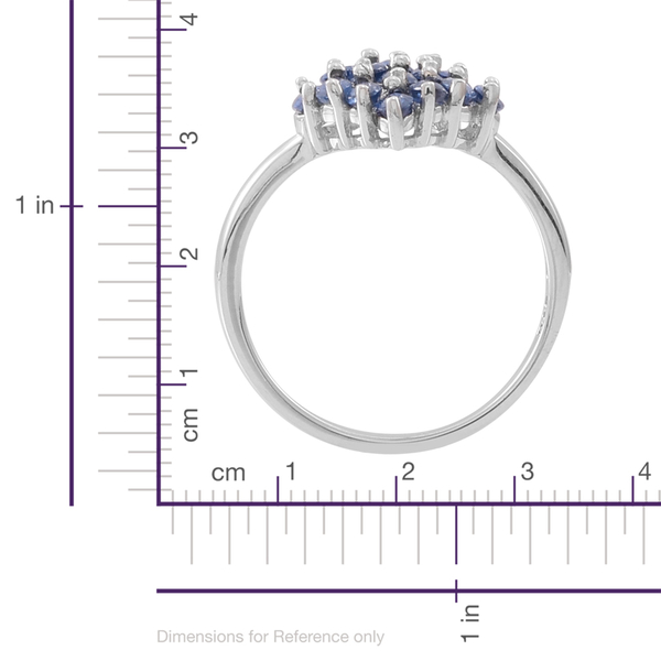 9K W Gold Kanchanaburi Blue Sapphire (Mrq) Cluster Ring 1.750 Ct.