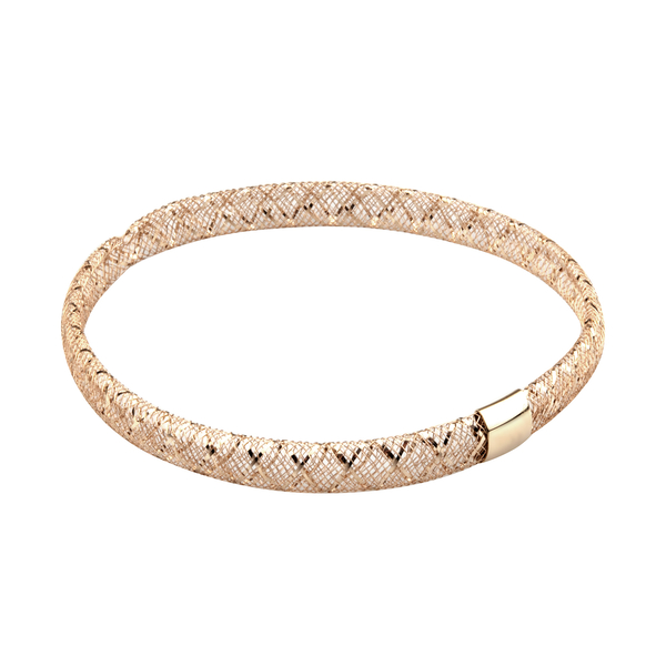 Maestro Collection- Italian Made Close Out- 9K Yellow Gold Criss Cross Stretchable Bracelet (Size 6-10)