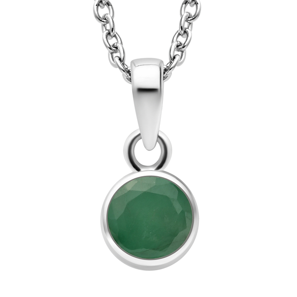 2 Piece Set - Socoto Emerald Pendant & Hook Earrings in Platinum Overlay Sterling Silver Stainless Steel Chain ( Size 20), 1.88 Ct. Silver Wt. 5.39 Gms