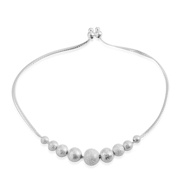Designer Inspired Sterling Silver Adjustable Ball Beads Bracelet (Size 8.5), Silver wt 4.30 Gms.