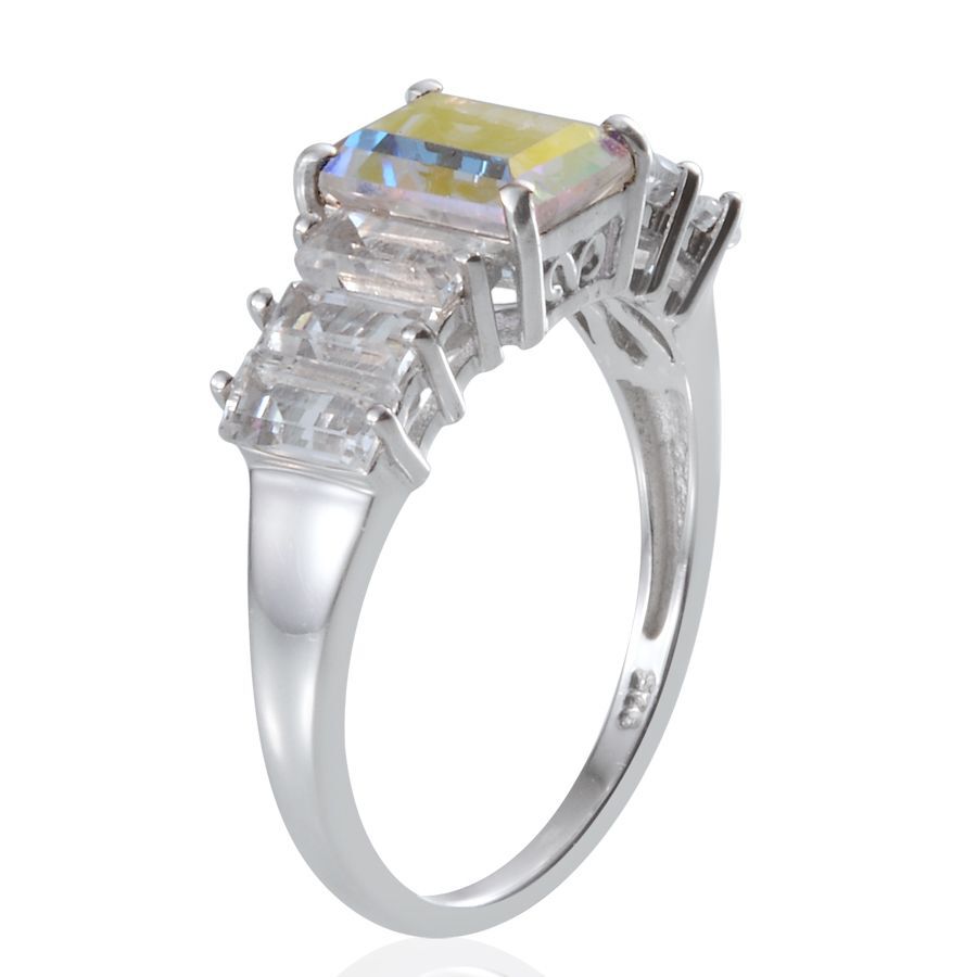 Mercury Mystic Topaz (Oct 1.75 Ct), White Topaz Ring in Platinum Overlay Sterling Silver 3.500 Ct.
