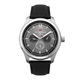 BEN SHERMAN Cool Grey Sunray Dial Watch with Black Leather Strap