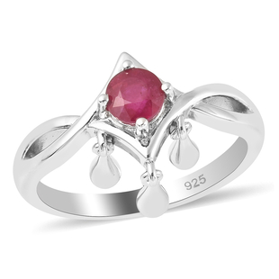 LucyQ Shooting Star Collection - African Ruby (FF) Ring in Rhodium Overlay Sterling Silver