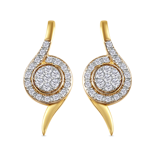 RACHEL GALLEY Embrace Collection - 9K Yellow Gold SGL Certified Diamond (I1/G-H) Earrings (With Push