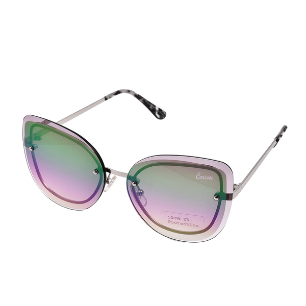 Stylish Cat Eye Sunglasses with Metal Frame - Black