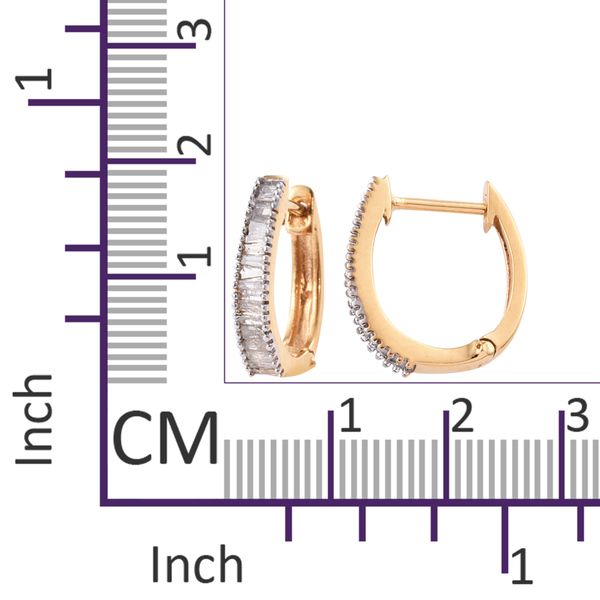 Diamond (Bgt) Hoop Earrings (with Clasp Lock) in 14K Gold Overlay Sterling Silver 0.500 Ct.