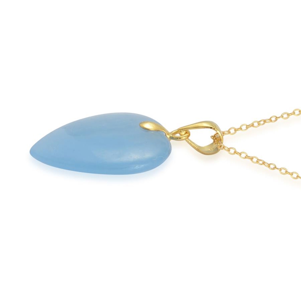 Light Blue Jade (Hrt) Pendant With Chain (Size 20) in Yellow Gold Overlay Sterling Silver 15.000 Ct.