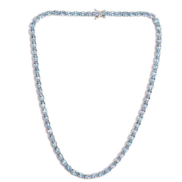 Sky Blue Topaz (Ovl) Necklace (Size 20) in Platinum Overlay Sterling Silver 61.500 Ct.