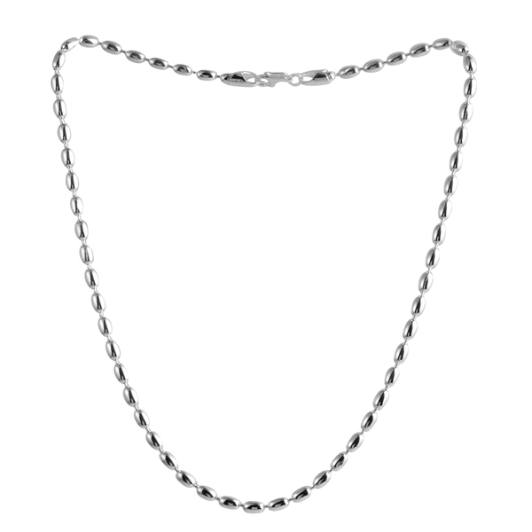 Close Out Deal Sterling Silver Oval Beads Chain (Size 18), Silver wt 19.70 Gms.