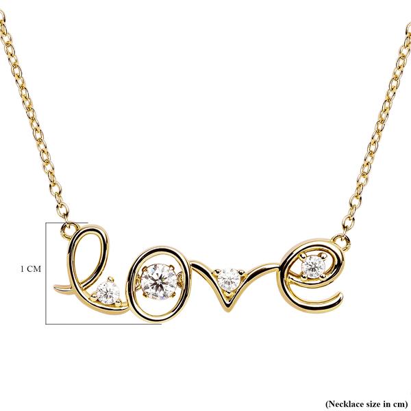 Moissanite Love Necklace (Size - 18) in Yellow Gold Overlay Sterling Silver