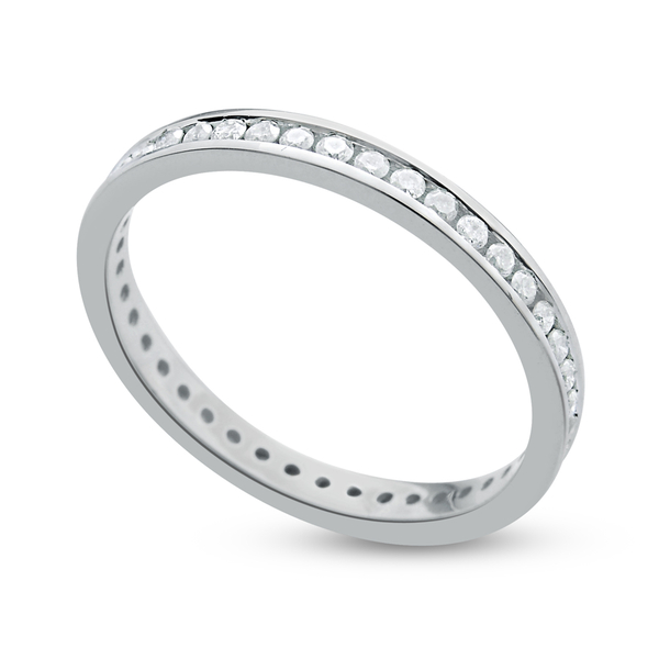 9K White Gold SGL Certified 0.50 Carat Diamond Round (I3/G-H) Full Eternity Wedding Band Ring.