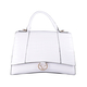 19V69 ITALIA by Alessandro Versace Crocodile Pattern Satchel Bag with Detachable Stap and Metallic Clasp Closure (Size 35x23.5x13Cm) - White