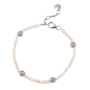 Rachel Galley Globe Pearl Collection - Freshwater Pearl Bracelet (Size -7.0 /7.5 /8.0) in Rhodium Ov