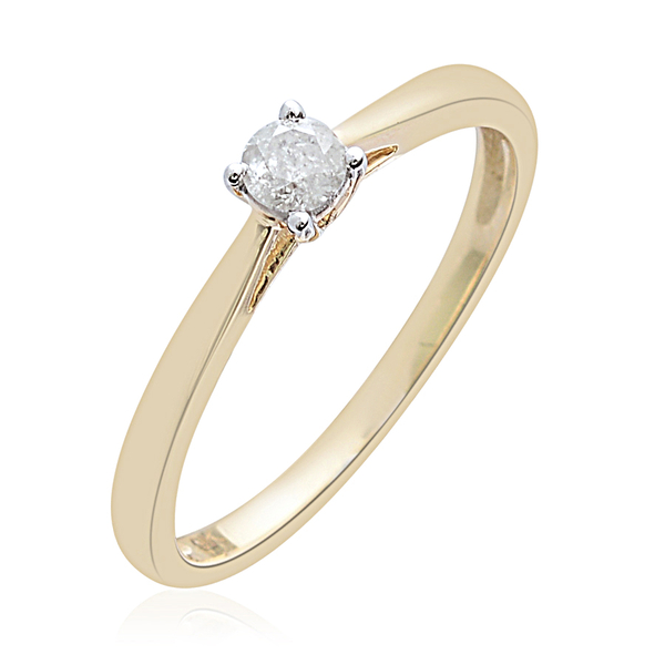 9K Yellow Gold SGL Certified Diamond (Rnd) (I3/G-H) Solitaire Ring 0.250 Ct.