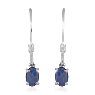 Boulder Opal Solitaire Lever Back Earrings in Sterling Silver