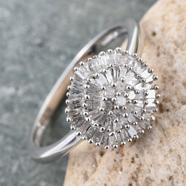 Diamond (Rnd) Cluster Ring in Platinum Overlay Sterling Silver 0.330 Ct.