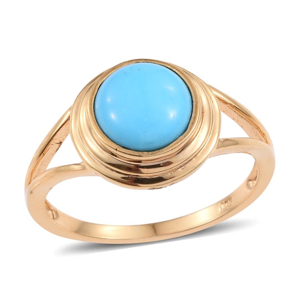 Arizona Sleeping Beauty Turquoise (Rnd) Solitaire Ring in 14K Gold Overlay Sterling Silver 2.000  Ct