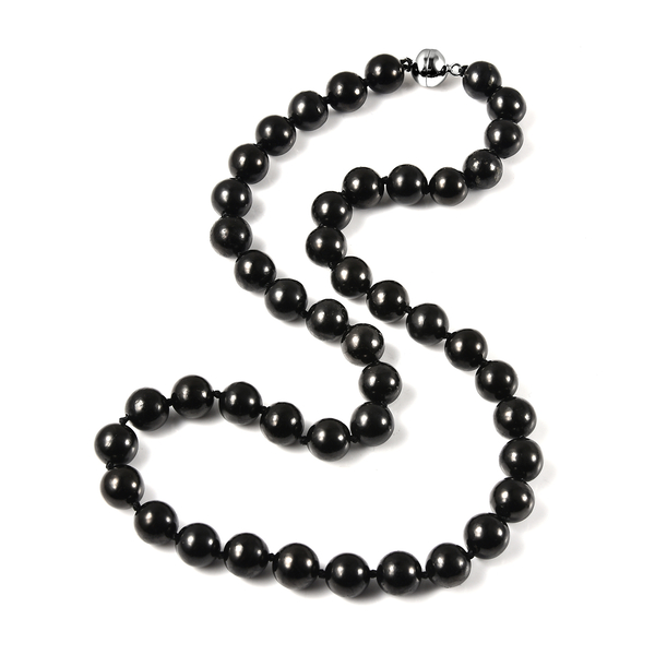 Shungite Necklace (Size - 20) With Magnetic Lock in Rhodium Overlay Sterling Silver