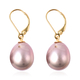 TJC Launch - Edison Baroque Purple Pearl  Lever Back Earrings in Yellow Gold Overlay Sterling Silver