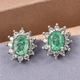 Ethiopian Emerald and Natural Cambodian Zircon Stud Earrings with Push Back in Platinum Overlay Sterling Silver 1.07 Ct.