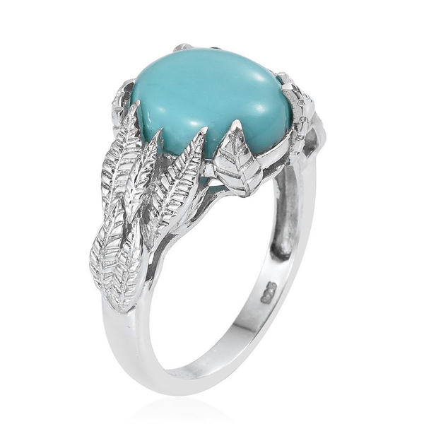 Sonoran Turquoise (Ovl) Solitaire Ring in Platinum Overlay Sterling Silver 3.750 Ct.