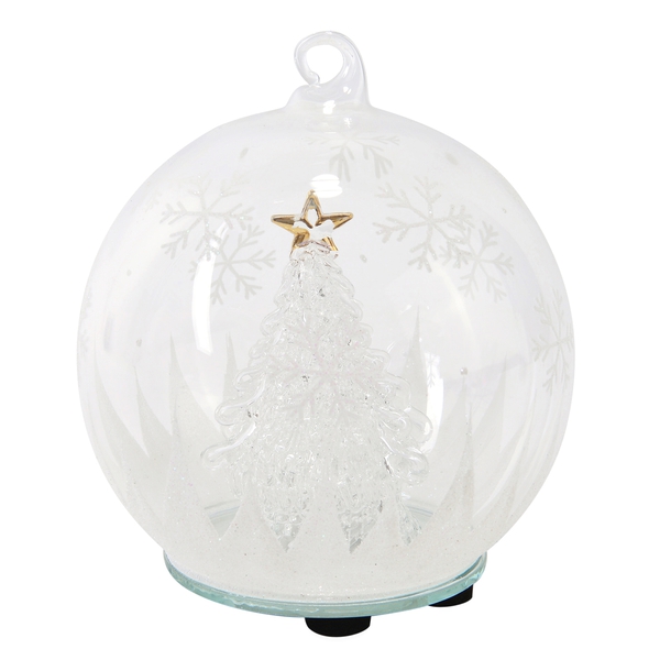 Home Decor - Christmas Tree Theme Glass Ball with Colourful LED Lights Inside