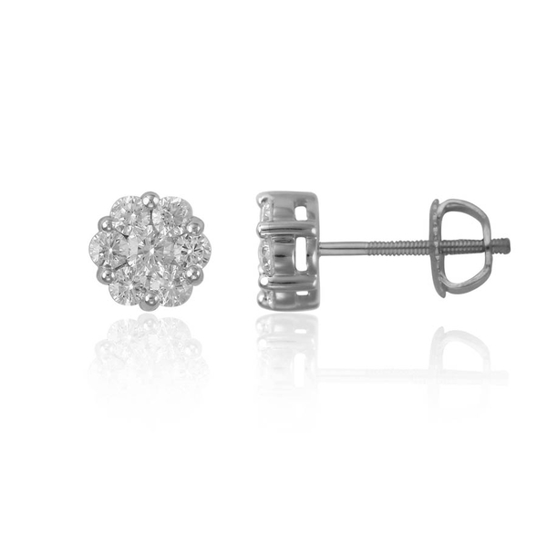 RHAPSODY 950 Platinum IGI Certified Diamond (Rnd) (VS/ E-F) Stud Earrings (with Screw Back) 0.500 Ct