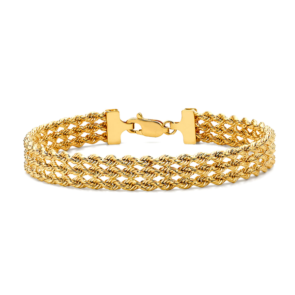 Close Out Deal 9K Yellow Gold 3 Rope Chain Bracelet (Size 7), Gold wt 5.50 Gms.