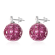 Lustro Stella - Simulated Ruby and Simulated Diamond Disco Ball Earrings (with Push Back) in Rhodium Overlay Sterling Silver, Silver wt. 7.95 gms