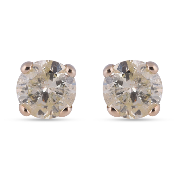 Biggest Ever NY Close Out - 14K Yellow Gold Natural Yellow Diamond (I2/I3/H-I) Stud Earrings (With P