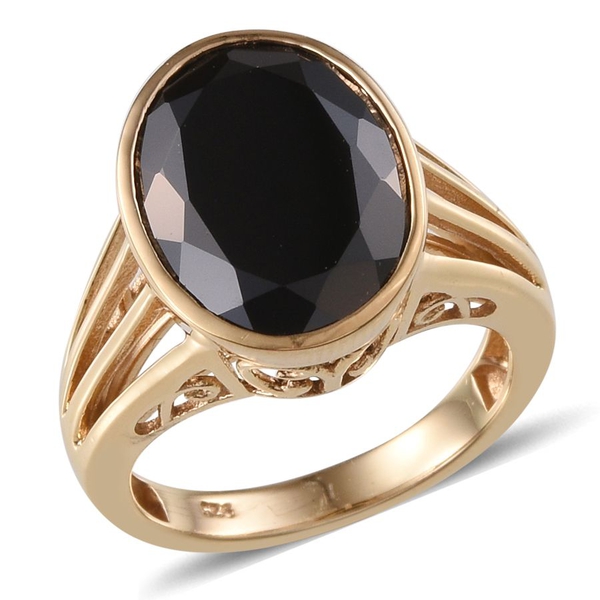 Boi Ploi Black Spinel (Ovl) Solitaire Ring in 14K Gold Overlay Sterling Silver 10.750 Ct.