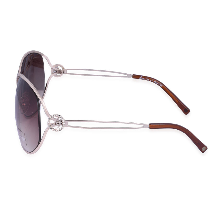 Lipsy Oversized Ladies Sunglasses with Decorative Temples Gold