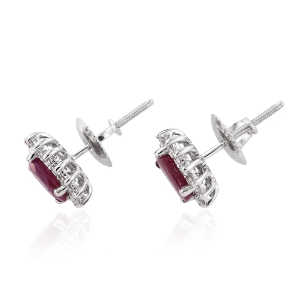 RHAPSODY 950 Platinum Ruby (Ovl), Diamond Stud Earrings (with Screw Back) 1.350 Ct.