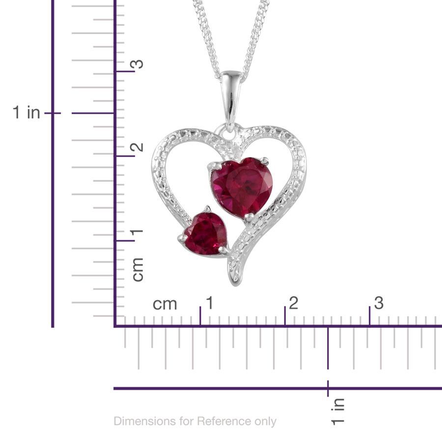 Simulated Ruby (Hrt) Heart Pendant With Chain in Sterling Silver