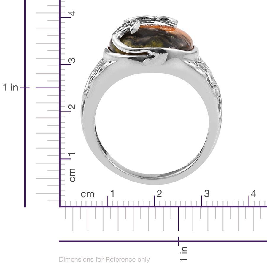 Bumble Bee Jasper (Ovl), Diamond Ring in Platinum Overlay Sterling Silver 9.250 Ct.