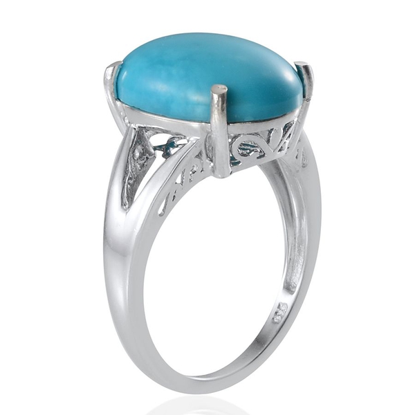 Arizona Sleeping Beauty Turquoise (Ovl) Solitaire Ring in Platinum Overlay Sterling Silver 6.750 Ct.