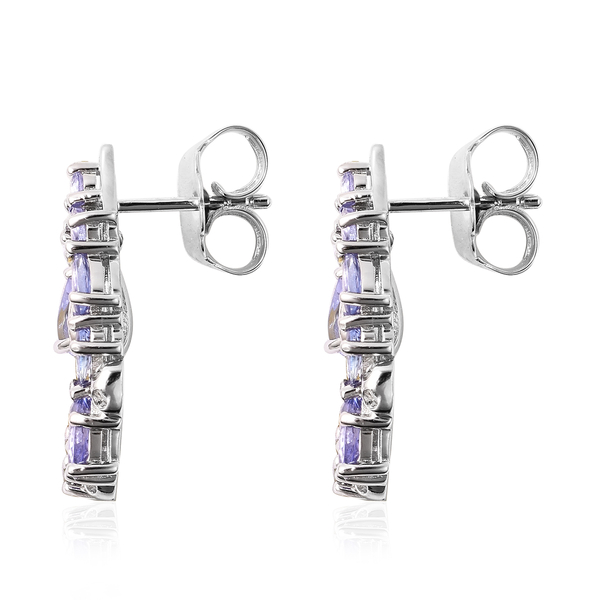 RACHEL GALLEY Misto Collection - Tanzanite Lattice Earrings (with Push Back) in Rhodium Overlay Sterling Silver 1.68 Ct, Silver Wt 8.14 Gms