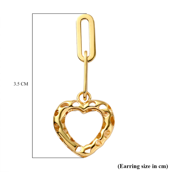 RACHEL GALLEY Amore Collection - 18K Vermeil Yellow Gold Overlay Sterling Silver Heart Paperclip Earrings (With Push Back)