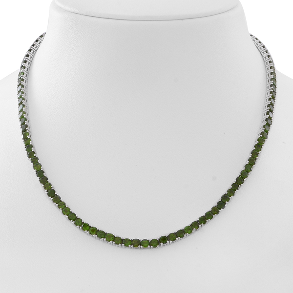 Exclusive Edition- Chrome Diopside (Rnd) Necklace (Size 17.5) in Rhodium Plated Sterling Silver 28.00 Ct. Silver Wt 27.70 Gms Number of Gemstone 103