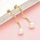 White Shell Pearl Paperclip Dangling Earrings(With Push Back)  in Yellow Gold Overlay Sterling Silver