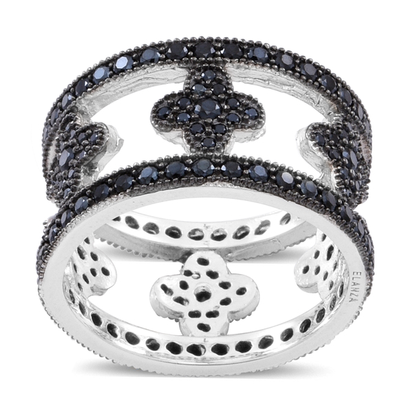 Boi Ploi Black Spinel (Rnd) Band Ring in Rhodium Plated Sterling Silver 3.250 Ct.