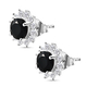 Boi Ploi Black Spinel and Natural Cambodian Zircon Stud Earrings (with Push Back) in Sterling Silver 2.73 Ct.