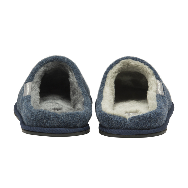 Dunlop Faux Fur Lining Memory Foam Stag Slip On Slippers (Size 12) - Navy