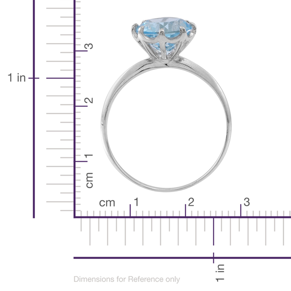 Sky Blue Topaz (Rnd) Solitaire Ring in Rhodium Plated Sterling Silver 3.500 Ct.