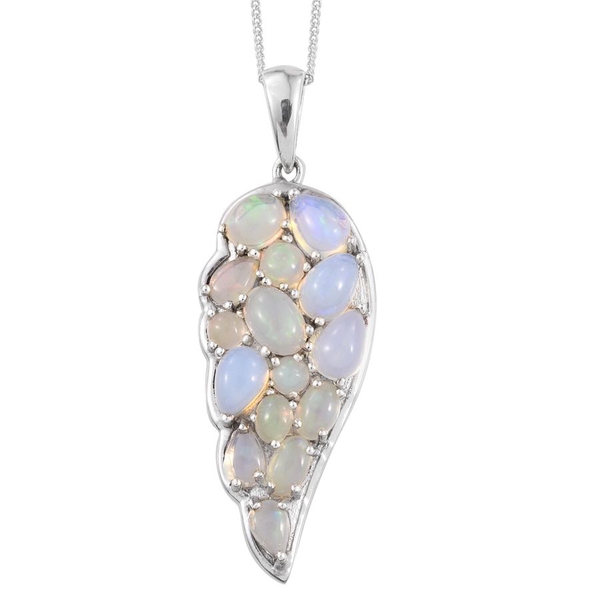 Ethiopian Opal (Ovl) Wing Pendant With Chain in Platinum Overlay Sterling Silver 2.500 Ct.