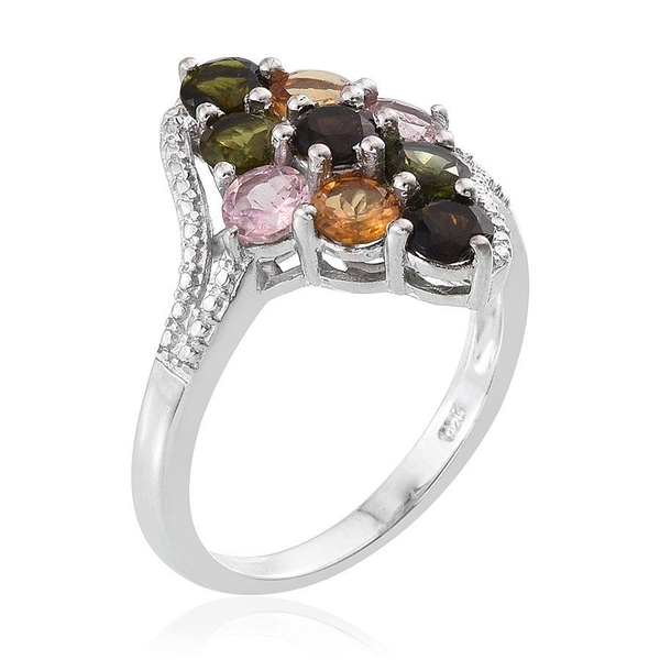 Rainbow Tourmaline (Rnd) Ring in Platinum Overlay Sterling Silver 2.250 Ct.