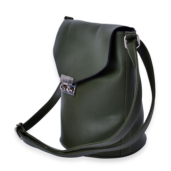 Greenwich Classic Structured Dark Green Messenger Bag with Adjustable Shoulder Strap ( Size 24.5x24x16x16 Cm)