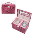 Three Layer Snake Skin Pattern Jewellery Box with Velvet Inner Lining (Size 23x15x15 Cm) - Pink