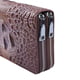 100% Genuine Leather Croc Embossed Wallet with Double Zipper Closure (Size 20X12X5 Cm) - Brown