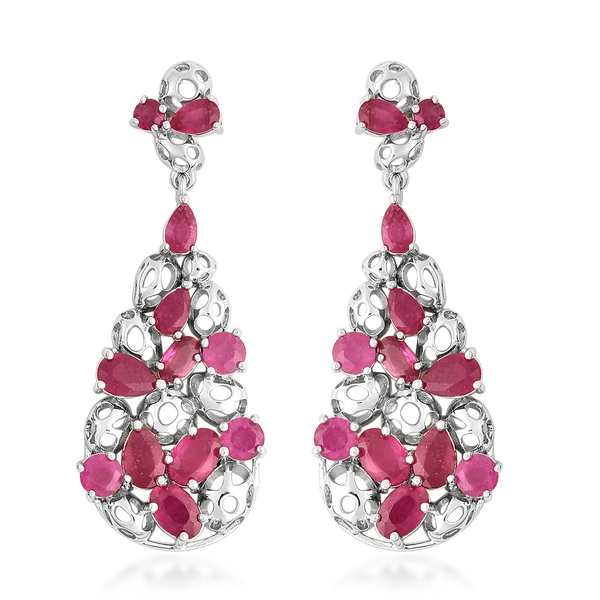 RACHEL GALLEY Misto Collection - African Ruby (FF) Drop Earrings (with Push Back) in Rhodium Overlay